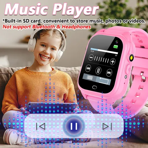 Miniatura 7 de OVV Reloj inteligente para niños y niñas de 3 a 12 años con resistente al agua 26 juegos, pantalla táctil de 1.44'', cámara HD, reproductor de MP3