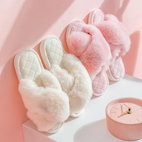 Miniatura 3 de SAOROPEB Pantuflas mullidas de banda cruzada para mujer, con punta abierta, espuma viscoelástica, transpirables, suaves, mullidas, acogedoras