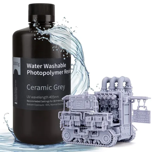 ELEGOO - Resina para impresora 3D lavable al agua LCD de curado UV 405nm, resina de fotopolímero estándar para impresión LCD 3D para Mars Saturn