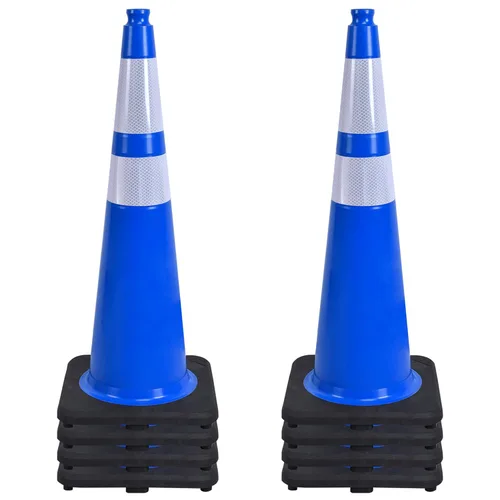 Miniatura 32 de OrangeStar Conos de Tráfico de 36" Paquete de 6 Conos de Seguridad Azules con Collares Reflectantes, Base de Servicio Pesado para Construcción