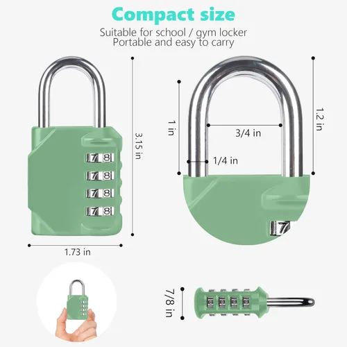 Miniatura 2 de CL11KG - Candado de combinación de 4 dígitos para exteriores, juego de candados de combinación para casillero de gimnasio, escuela, puertas, cajas 1