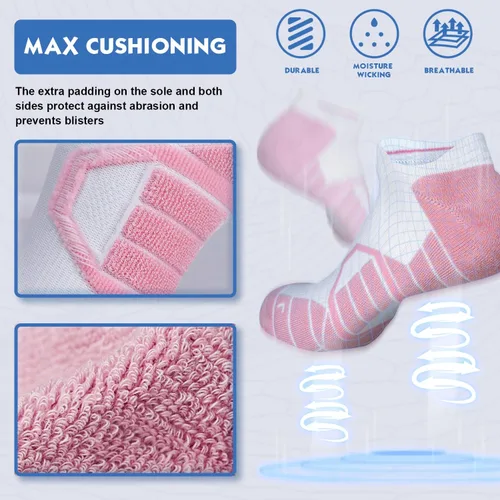 Miniatura 5 de Hylaea Calcetines deportivos para correr, acolchados, absorben la humedad, corte bajo