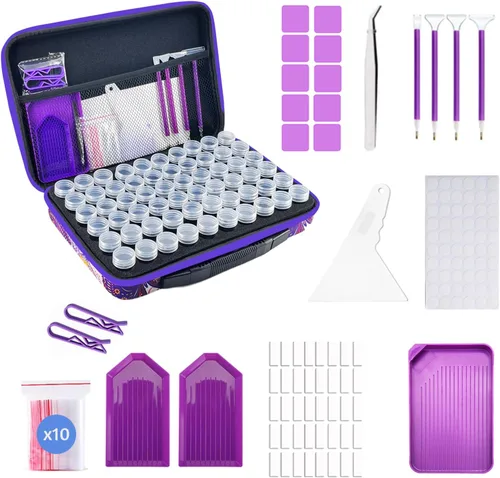 Miniatura 8 de Contenedores de almacenamiento para pintura con diamantes, Caja de almacenamiento de 60 ranuras para accesorios y herramientas de arte con diamantes