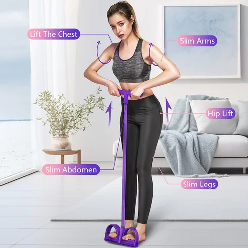 Miniatura 4 de 21 Bandas de Resistencia para Fitness - 4 Tubo Pedal Tira de Tobillo, Bandas Elásticas Mejoradas para Ejercicio de Abdominales, Cuerda de Tensión