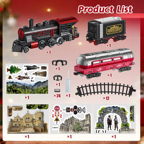 Miniatura 6 de Tren de Navidad, juego de tren para niños de 4 a 8 años, juegos de tren de Navidad para alrededor del árbol, juguetes eléctricos con humo, luces