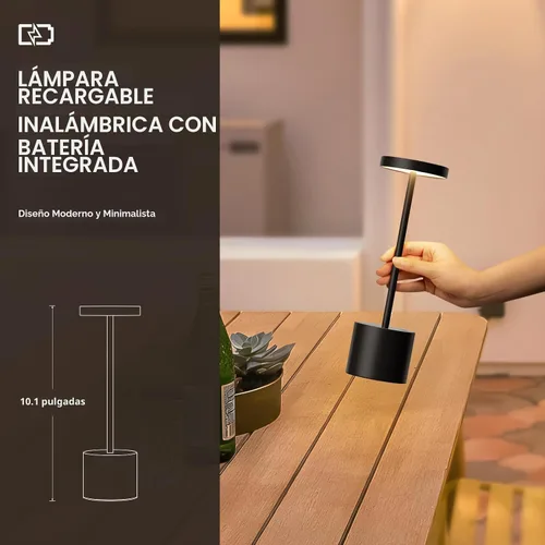 Miniatura 4 de Lámpara de mesa inalámbrica negra, lámparas con batería recargable de 4000mAh, lámparas LED inalámbricas para exteriores con atenuación continua