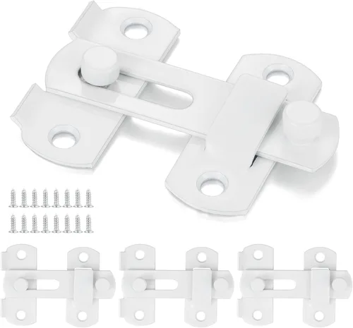Miniatura 5 de INIRET 4 Paquetes de Pestillos para Puerta de Granero, 2.75" x 2.02" Acero Inoxidable Blanco Pestillo de Puerta Abatible de Granero, Cerradura