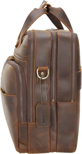 Miniatura 9 de Polare - Maletín de cuero de grano completo XL de 18 pulgadas para hombres, maletín de viaje de negocios, bolsa de mensajero para portátil de 17.3