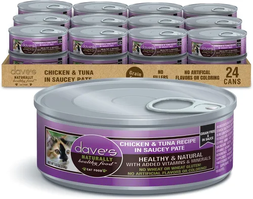 Miniatura 17 de Dave's Pet Food Grain Free Wet Cat Food (Chicken & Duck Saucey Pate), Naturally Healthy Canned, Added Vitamins & Minerals, Wheat Free, 5.5 oz