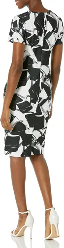 Miniatura 2 de Karl Lagerfeld Paris Dresses Vestido tubo de crepé de buceo estampado para mujer, Blanco