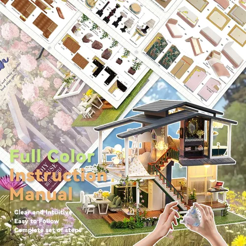 Miniatura 7 de Flever Kit de casa de muñecas en miniatura DIY, habitación creativa con muebles para un regalo artístico romántico (Jardín de Monet)