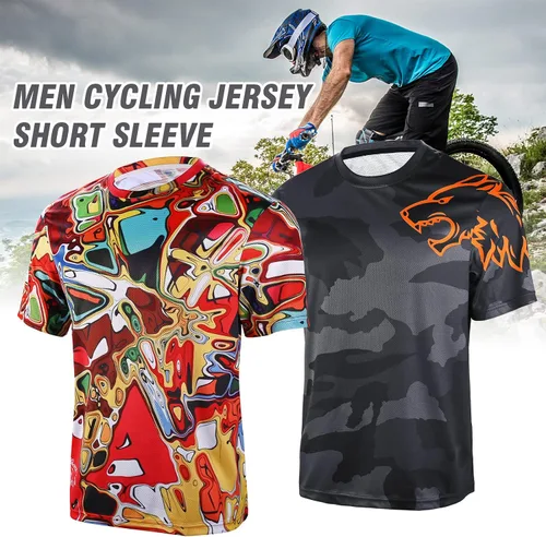 Miniatura 5 de Wisdom Leaves Camiseta de ciclismo de montaña para hombre, de manga corta, para descenso, absorbe la humedad y de secado rápido