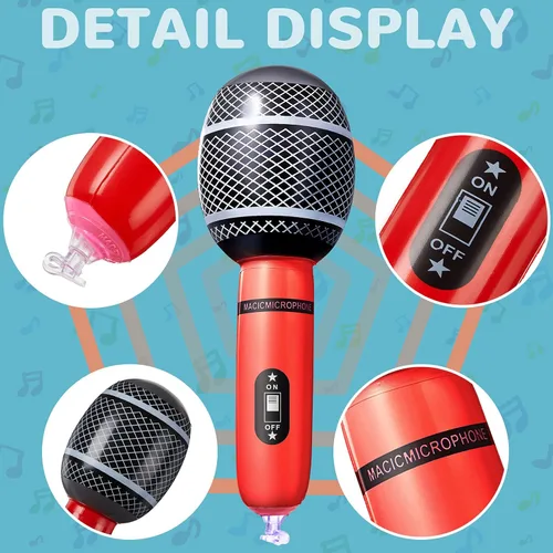 Miniatura 3 de Zhanmai 72 micrófonos inflables de colores surtidos, accesorios de micrófono inflables, juguetes de plástico para niños, concierto musical