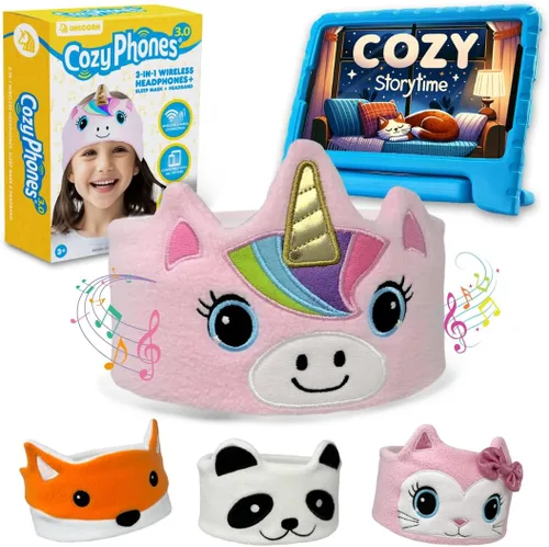 Miniatura 10 de Auriculares inalámbricos para niños pequeños, auriculares Bluetooth para niños, volumen seguro - Auriculares escolares con cable para niños