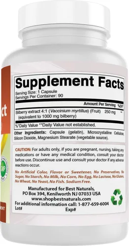 Miniatura 6 de Best Naturals Extracto de arándano cápsula de 1000 mg (sin OGM) apoya una visión saludable, 90