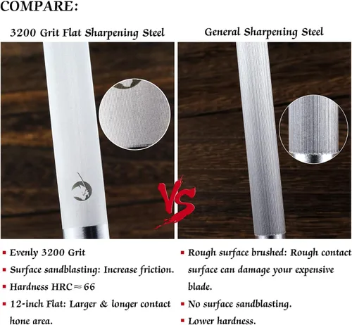 Miniatura 4 de Varilla de acero magnetizado de 12 pulgadas mejorada de gran dureza profesional para cuchillos de cocina, barra de afilado plana con caja de regalo