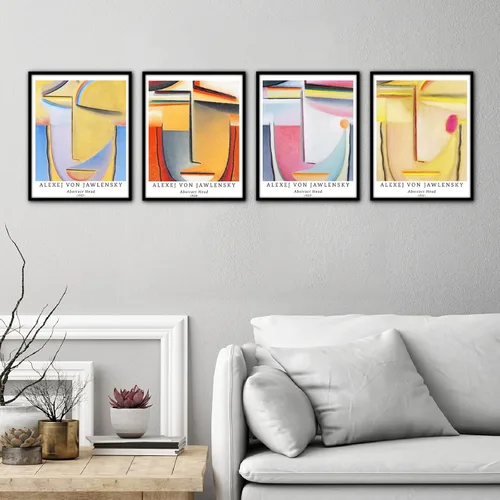 Miniatura 5 de Berkin Arts Juego de 4 impresiones artísticas sin marco, arte giclée de 8 x 10 pulgadas, arte geométrico abstracto, decoración del hogar, pintura