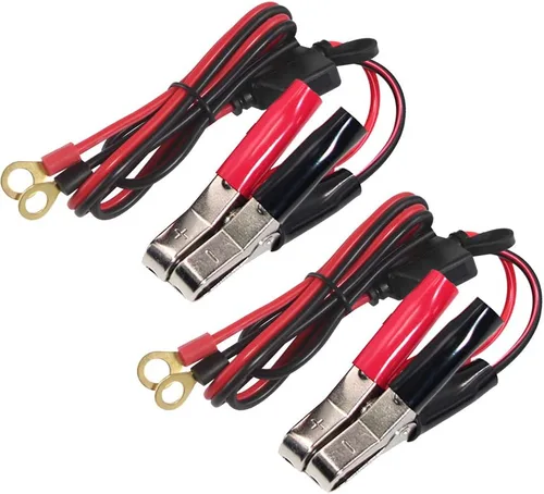 Miniatura 7 de Pinzas tipo cocodrilo para terminales de batería - Pinzas de cocodrilo para batería a cable de arnés de terminal de anillo 2 pines, cable