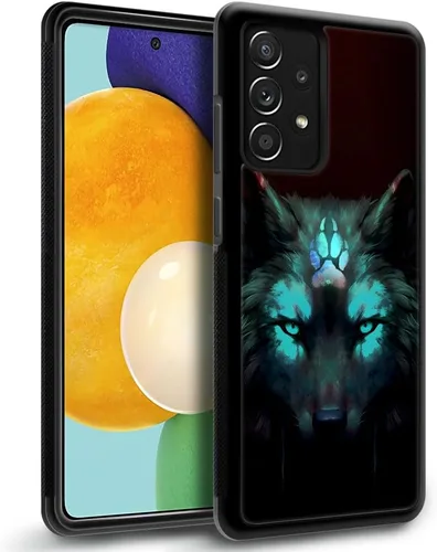 Miniatura 2 de CARLOCA Funda compatible con Samsung Galaxy A53 5G, diseño gráfico de identidad negro espiritual lobo, a prueba de golpes, antiarañazos