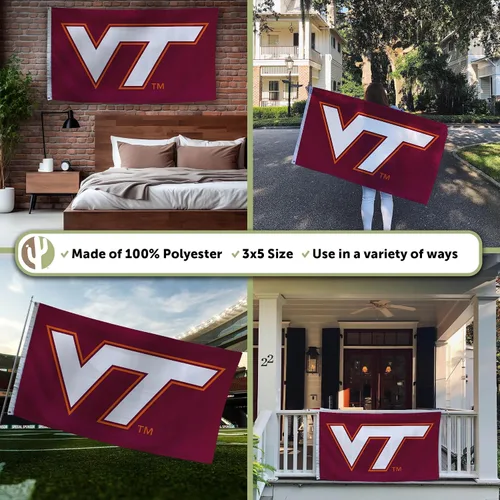 Miniatura 3 de Desert Cactus Virginia Tech VT - Bandera de Hokies de 3 x 5 pies, tela duradera para interiores y exteriores, diseño 100% poliéster (estilo 1)