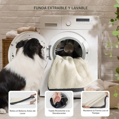 Miniatura 6 de Bedsure Camas para Perros Tamaño Grande - Cómodas Camas Planas para Mascotas con Funda Lavable Extraíble, Alfombrilla de Espuma Ortopédica