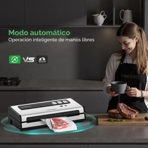 Miniatura 3 de Máquina selladora al vacío FRESKO con detección automática de bolsas, doble sellado térmico, sellador de alimentos compacto, fácil de usar, kit