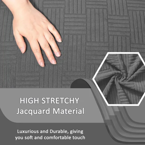 Miniatura 2 de ULTICOR - Juego de 8 fundas para sofá reclinable de jacquard, fundas para sofá reclinable elásticas para 3 cojines, gruesas, suaves, lavables Gris