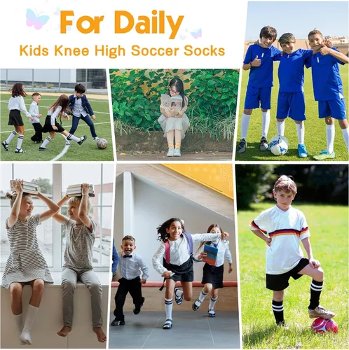 Miniatura 5 de American Trends Calcetines deportivos para niños, calcetines de fútbol a rayas hasta la rodilla, calcetines de fútbol de béisbol y sóftbol