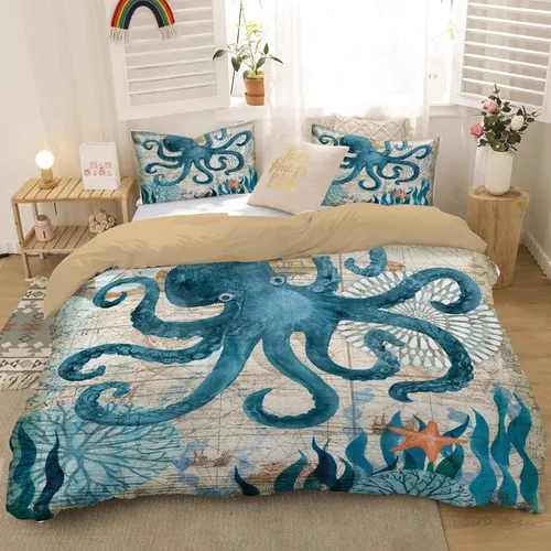 Miniatura 9 de MUSOLEI Juego de edredón de sirena para niñas, colcha de sirena con escamas arcoíris 3D, juego de ropa de cama twin duradero para niñas, juego