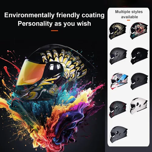 Miniatura 6 de Casco de motocicleta Bluetooth modular aprobado por DOT con visera doble, cara completa, abatible, integrado, cascos de motocicleta con visera