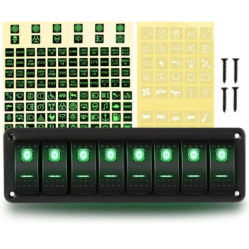 Miniatura 26 de GOOACC Panel de interruptores basculantes de 2 cuadras, 12 V, 24 V CC, color azul, panel de aluminio de 5 pines, encendido y apagado, panel