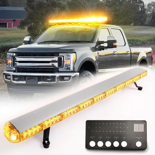 Miniatura 2 de Barra de luz estroboscópica de advertencia de emergencia para techo, color ámbar/amarillo, de bajo perfil, 86 LED, 50 pulgadas, para construcción