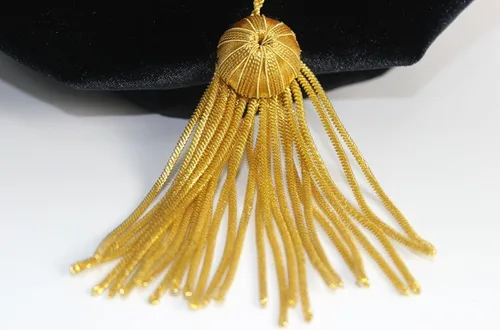 Miniatura 5 de Newrara Graduación Doctoral Tam 8 caras/6 caras con borla de lingotes de oro, terciopelo negro