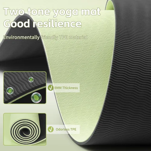 Miniatura 6 de PAIDU Yoga Mat 8mm Super Thick TPE Fitness Mat SGS Certified Non-Slip, Odorless & Tear-Resistant Unisex with Strap for Yoga, Pilates