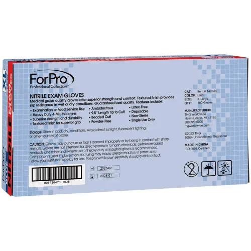 Miniatura 3 de ForPro - Guantes desechables de nitrilo para examen, grado médico, protección adicional de 4 mil, sin polvo, sin látex, no estériles, seguros