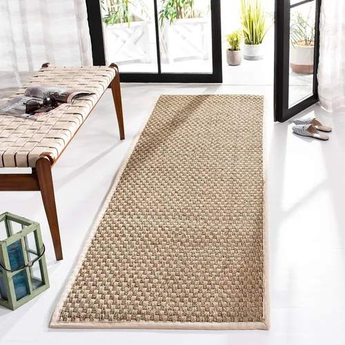 Miniatura 24 de Safavieh Natural Fiber NF114P - Alfombra redonda de hierba marina, tejido de canasta, con borde, de 244 cm, color gris Natural/ gris