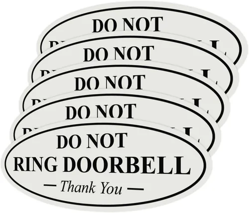 Miniatura 66 de All Quality Cartel de agradecimiento ovalado con texto en inglés «Do not Ring DOORBELL», color negro, pequeño, 1 paquete