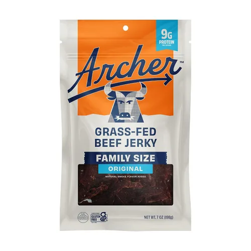 Country Archer Carne seca de res alimentada con pasto – Bolsas de aperitivos de carne a granel, paquetes individuales, aperitivos de proteínas, sin