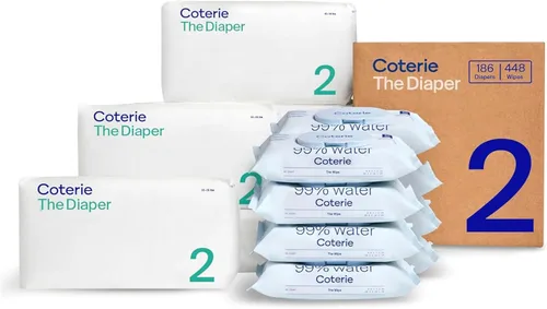 Miniatura 11 de Coterie Kit de toallitas y pañales para bebés, tamaño 1 (99 unidades) y tamaño de pañales para recién nacidos (93 unidades), paquete de 8 (448)