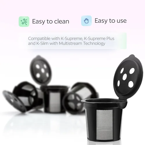 Miniatura 3 de 4 tazas K reutilizables para Keurig K Supreme, K Supreme Plus, K Slim con tecnología Multistream, K-Duo Hot & Iced Single Serv(Gen 2) – 4 filtros