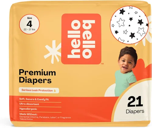 Miniatura 56 de Pañales Hello Bello, talla 4 (22-37 libras) Flower Child, 21 unidades de pañales desechables premium para bebé, hipoalergénicos con sensación suave