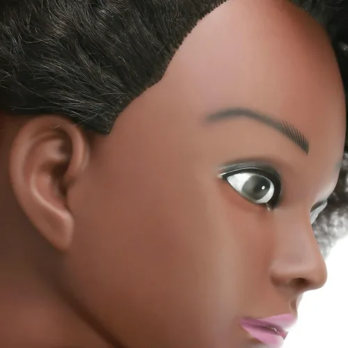 Miniatura 4 de Cabeza de maniquí con cabello rizado afro 100% cabello humano real para práctica de peluquería, cosmetología, muñeca maniquí para peinado, extensión