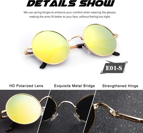 Miniatura 19 de CGID Gafas de sol unisex polarizadas redondas E01 Lennon