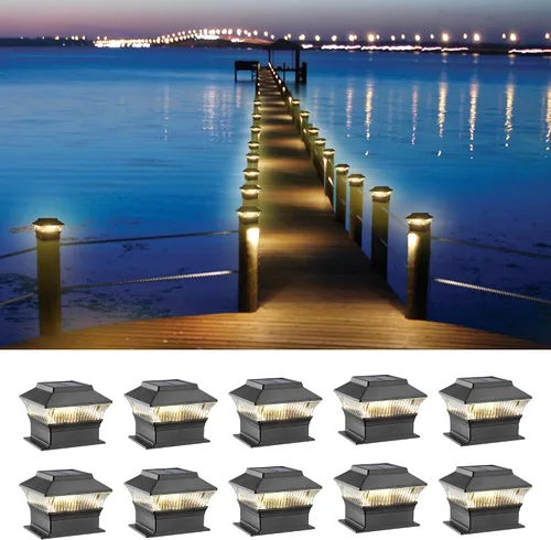 Miniatura 17 de Luces para postes de valla, 25 lúmenes, luz solar para postes de madera, se adapta a postes de madera de 4 x 4 o más grandes con base de 4 x 6, luz