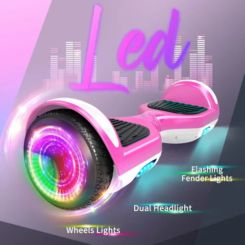 Miniatura 3 de SISIGAD Scooter, 6.5" Flash Wheels & Corlorful LED Lights, All for Girls Boys Kids Ages 6+ L-Rosa Blanco