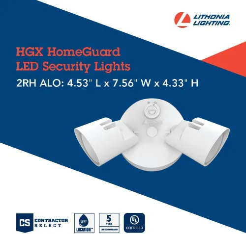 Miniatura 4 de Lithonia Lighting HomeGuard - 2 luces LED de inundación para exteriores, luces LED para exteriores, sensor de atardecer a amanecer, lúmenes Blanco
