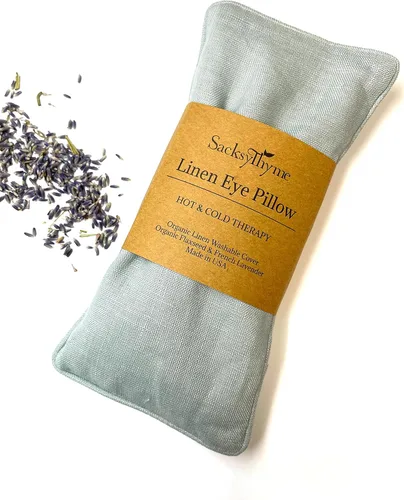 Miniatura 14 de Almohadilla para ojos de lino orgánico Sacksy Thyme - Lavanda y semillas de lino para relajación, yoga, alivio del estrés - Almohadilla térmica