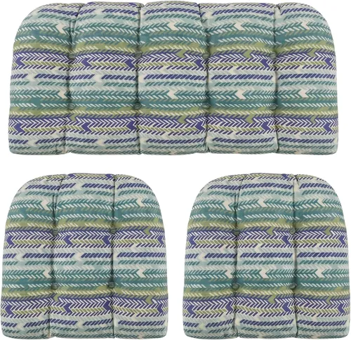 Miniatura 16 de RSH DECOR: Sunbrella - Juego de 3 cojines de mimbre copetudos 41 x 19 pulgadas y 19 x 19 pulgadas Fabricado con tela de rendimiento Sunbrella