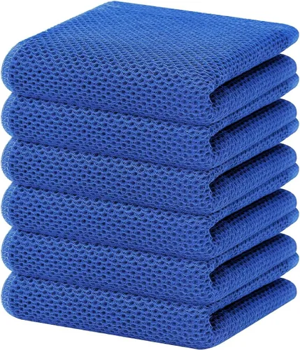 Miniatura 238 de Homaxy Paños de cocina de 100% algodón con tejido de gofre, ultra suaves, absorbentes, de secado rápido, 12 x 12 pulgadas, paquete de 6, amarillo