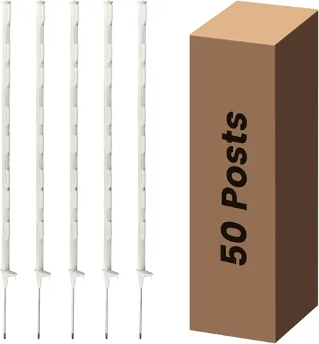Miniatura 12 de Paquete de 25 Postes de Cerca Eléctrica, Poste de Cerca de Paso de 48 Pulgadas, Postes Temporales de Plástico para Cerca para Protección de Granja